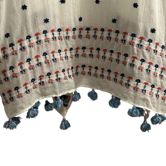 J. Crew Women's Embroidered Tassel Beach Poncho Cover Up Multicolor - Picture 7 of 13